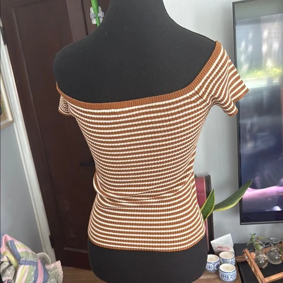 Madewell Brown and White Striped Short Sleeve Tee - Picture 4 of 5